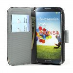 Wholesale Samsung Galaxy S4 Anti-Slip Flip Leather Wallet Case with Stand (Black-Gray)